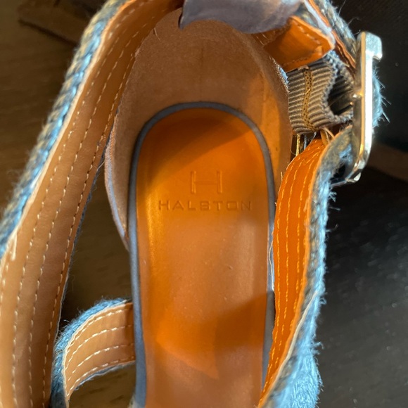 Halston Blue Suede Wedge Sandals US 8 - Picture 3 of 3